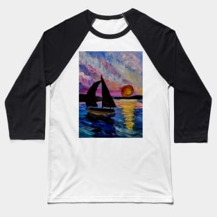 Out sailing at sunset. Baseball T-Shirt